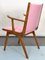 Vintage Italian Wood Accent Chair in Pink Leatherette, Italy, 1950s 7