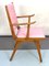 Vintage Italian Wood Accent Chair in Pink Leatherette, Italy, 1950s 10