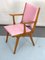 Vintage Italian Wood Accent Chair in Pink Leatherette, Italy, 1950s 6