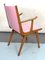 Chaise d'Appoint Vintage en Bois et Similicuir Rose, Italie, 1950s 9