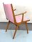 Vintage Italian Wood Accent Chair in Pink Leatherette, Italy, 1950s 9