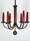 Mid-Century Modern Copper Six-Arm Chandelier in Style of Gio Ponti, Italy, 1950s, Image 12