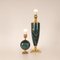 Mid-Century Modern Faux Green Malachite and Gold Brass Table Lamps in the Style of Maison Charles, 1970s, Set of 2, Image 4