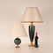 Mid-Century Modern Faux Green Malachite and Gold Brass Table Lamps in the Style of Maison Charles, 1970s, Set of 2 5