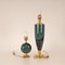 Mid-Century Modern Faux Green Malachite and Gold Brass Table Lamps in the Style of Maison Charles, 1970s, Set of 2 7