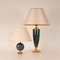 Mid-Century Modern Faux Green Malachite and Gold Brass Table Lamps in the Style of Maison Charles, 1970s, Set of 2 1