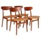 Dining Chairs attributed to Henning Kjærnulf, 1970s, Set of 4, Image 1