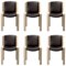 Chair 300 in Wood and Sørensen Leather by Joe Colombo for Karakter, Set of 6 1