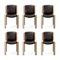 Chair 300 in Wood and Sørensen Leather by Joe Colombo for Karakter, Set of 6 2