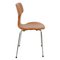 Cognacfarbener Classic T-Stuhl aus Leder von Arne Jacobsen für Fritz Hansen, 1990er 3