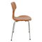 Silla en T clásica coñac de cuero de Arne Jacobsen para Fritz Hansen, años 90, Imagen 3