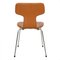 Sedia a T classica in pelle color cognac di Arne Jacobsen per Fritz Hansen, anni '90, Immagine 4