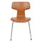 Cognacfarbener Classic T-Stuhl aus Leder von Arne Jacobsen für Fritz Hansen, 1990er 1