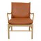Colonial Chair with Frame in Oak and Cognac Aniline Cushions by Ole Wanscher for Carl Hansen & Søn 1