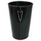 Mid-Century Black Leather & Brass Wastepaper Basket in the style of Carl Auböck, Austria, 1950s, Image 1