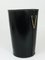 Mid-Century Black Leather & Brass Wastepaper Basket in the style of Carl Auböck, Austria, 1950s 2