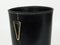 Mid-Century Black Leather & Brass Wastepaper Basket in the style of Carl Auböck, Austria, 1950s 7