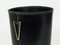 Mid-Century Black Leather & Brass Wastepaper Basket in the style of Carl Auböck, Austria, 1950s, Image 7