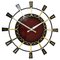 Large Mid-Century Brutalist Brass Sunburst Wall Clock from Junghans, Germany, 1950s 1