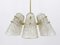 Kronleuchter aus Messing mit kegelförmigen Lampenschirmen aus strukturiertem Glas von JT Kalmar für Kalmar, Österreich, 1950er 5