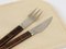 Modernist Flatware and Wooden Board attributed to János Megyik for Amboss Austria, 1970s, Set of 3 5