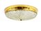 Mid-Century Round Brass and Textured Glass Flush Mount attributed to J. T. Kalmar for Kalmar, Austria, 1950s 2