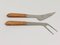 Mid-Century Steel & Wood Carving Knife and Fork attributed to Amboss Austria, 1960s, Set of 2 7