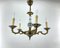 Mid-Century Brass and Porcelain Chandelier, 1980s 1