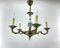 Mid-Century Brass and Porcelain Chandelier, 1980s, Image 1