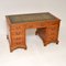 Burr Elm Leather Top Pedestal Desk, 1950s 1