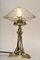 Art Deco Alpaka Tischlampe mit geschliffenem Glasschirm Wien, 1920er 11