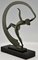 Janle, Art Deco Nude Bacchanale Scarf Dancer, 1930, Metal on Marble Base 5