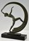 Janle, Art Deco Nude Bacchanale Scarf Dancer, 1930, Metal on Marble Base 2