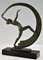 Janle, Nude Bacchanale Schal Tänzerin Art Deco, 1930, Metall auf Marmorsockel 2
