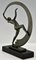 Janle, Nude Bacchanale Schal Tänzerin Art Deco, 1930, Metall auf Marmorsockel 3