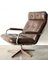 Mid-Century Brown Leather Armchair, Image 2
