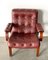 Mid-Century Crimson Leather Armchair, Image 2