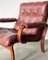 Mid-Century Crimson Leather Armchair, Image 3