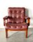 Mid-Century Crimson Leather Armchair, Image 6