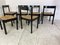 Mid-Century Modernist Black Beech and Papercord Carimate Dining Chairs & Stool by Vico Magistretti, 1960s, Set of 6 7