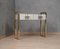 Mid-Century White Square Glass and Brass Console Table, 1980s 1