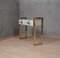 Mid-Century White Square Glass and Brass Console Table, 1980s, Image 5