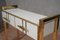 Mid-Century White Square Glass and Brass Console Table, 1980s 4