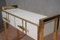 Mid-Century White Square Glass and Brass Console Table, 1980s, Image 4