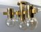 Vintage Brass & Glass Ceiling Lamp attributed to Sciolari, 1960s 12
