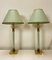Vintage Brass and Green Metal Table Lamps, Kullmann, the Netherlands, 1970s, Set of 2 1
