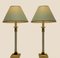 Vintage Brass and Green Metal Table Lamps, Kullmann, the Netherlands, 1970s, Set of 2 3