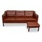 Vintage Danish Leather Eva 3-Seater Sofa and Footstool from Stouby, Set of 2 1