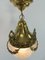 Vintage French Ceiling Lamp with a Sanded Glass Shade, 1910s, Image 7
