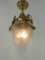 Vintage French Ceiling Lamp with a Sanded Glass Shade, 1910s 10